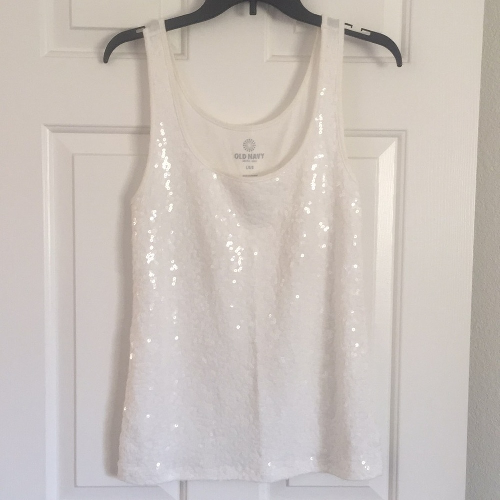 SOLD 🅿️🅿️Sequin front Ivory Tank Top